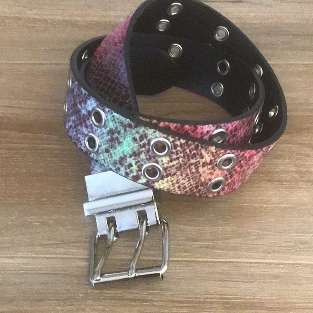 Boutique Y2K Snake Embossed Rainbow Belt